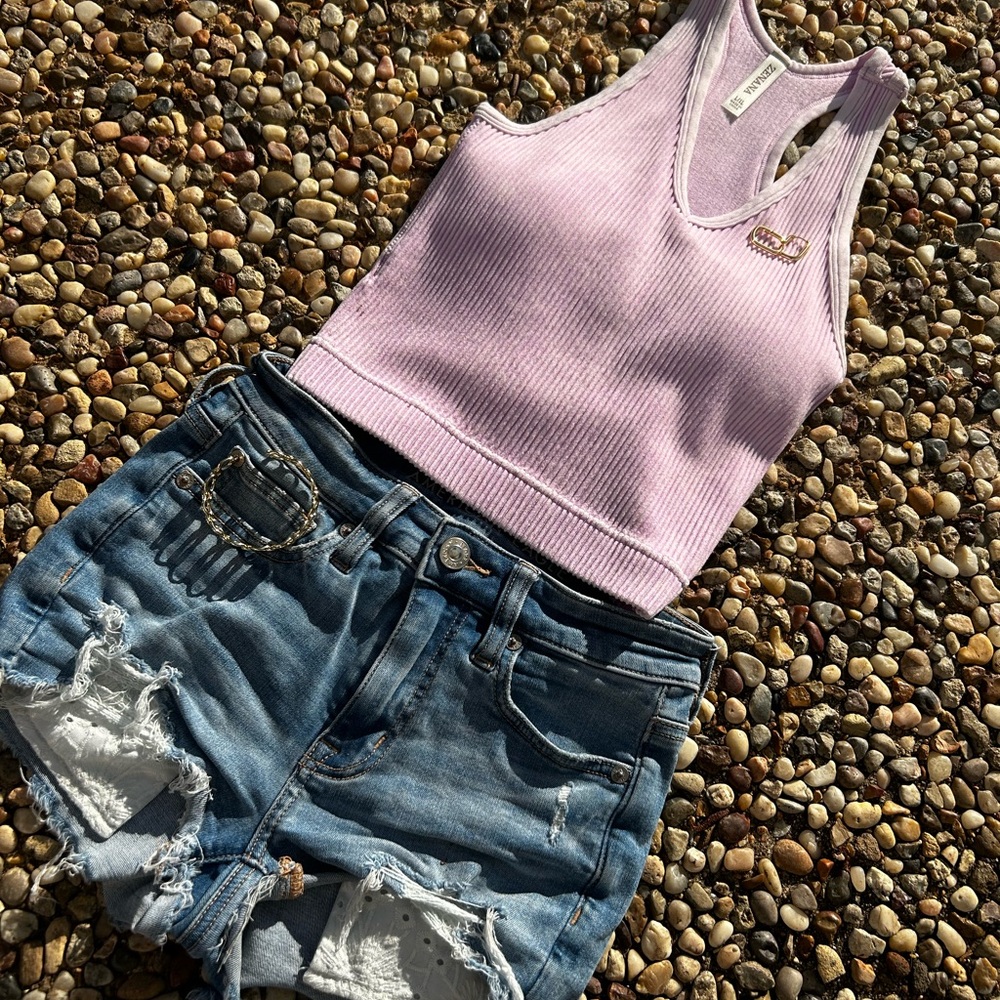 Lilac Ribbed Tank Top with bra